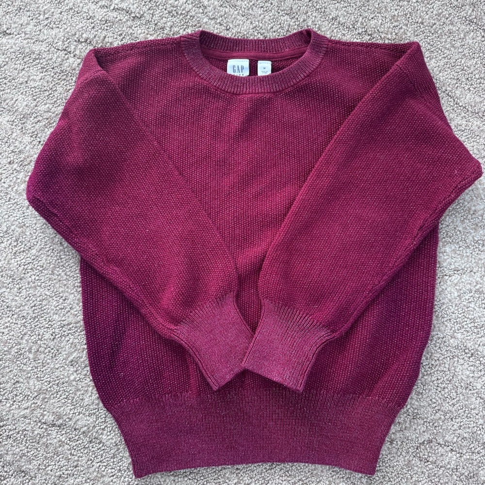 Gap Kids Girls slouchy burgandy/silver sweater size m(8)